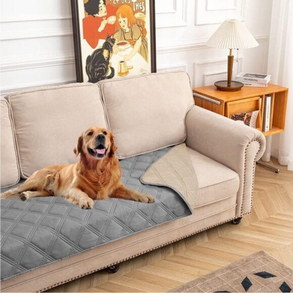 SUNNYTEX Waterproof & Reversible Dog furniture cover 30x70..beige/grey(NWT) - Picture 2 of 7